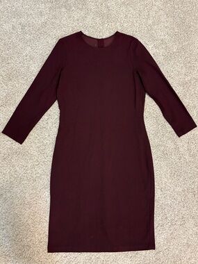 Vince Midi Sheath Dress in Mulberry Maroon, Size Large